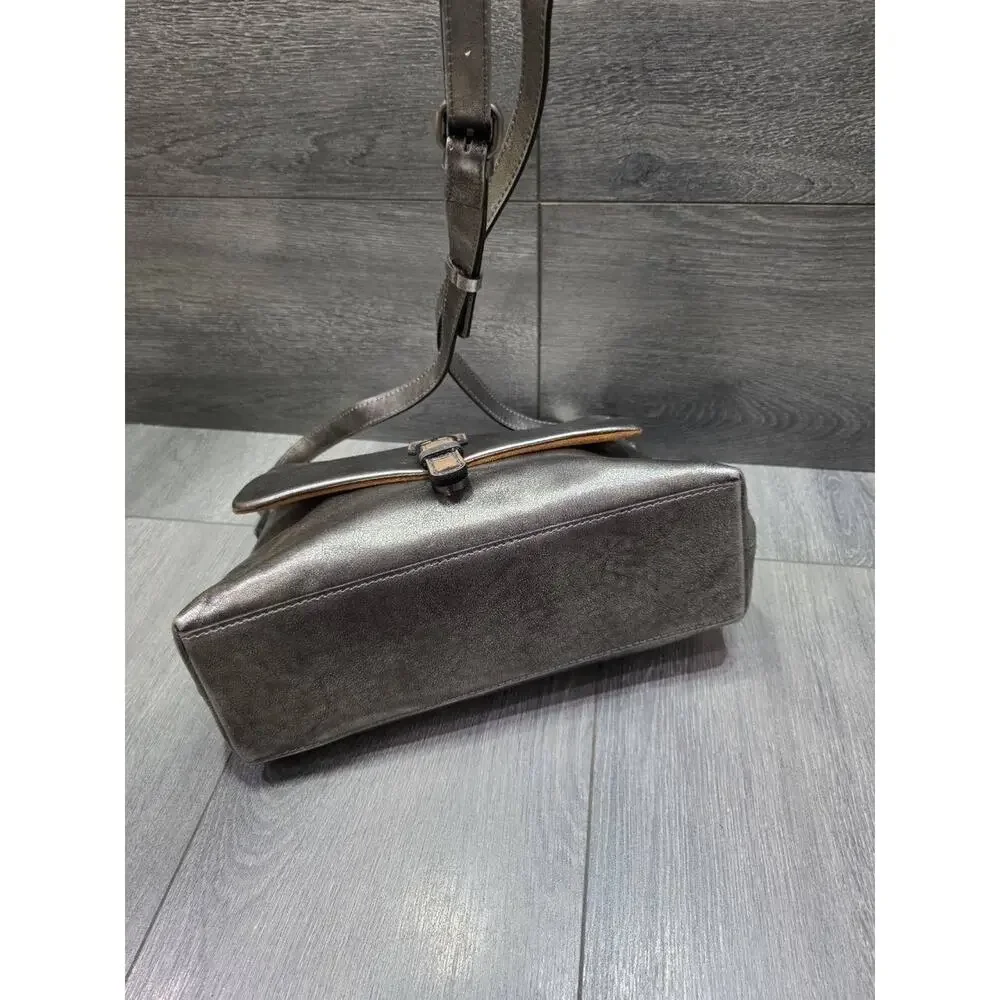 Patricia Nash Mili Leather Medium Flap Crossbody gray bag B000623
